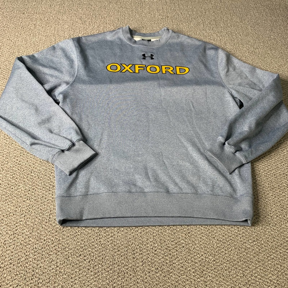 Under Armour Womens Oxford Sweater Size Medium Gray Fleece Pullover Embroidered‎